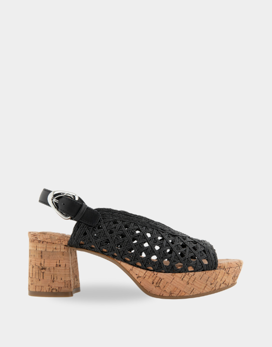Cornelia Black Embroidered Raffia