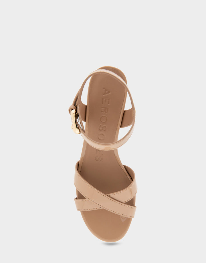 Cinzia Beige Bisque Patent Faux Leather