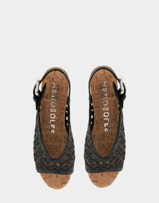 Cornelia Black Embroidered Raffia